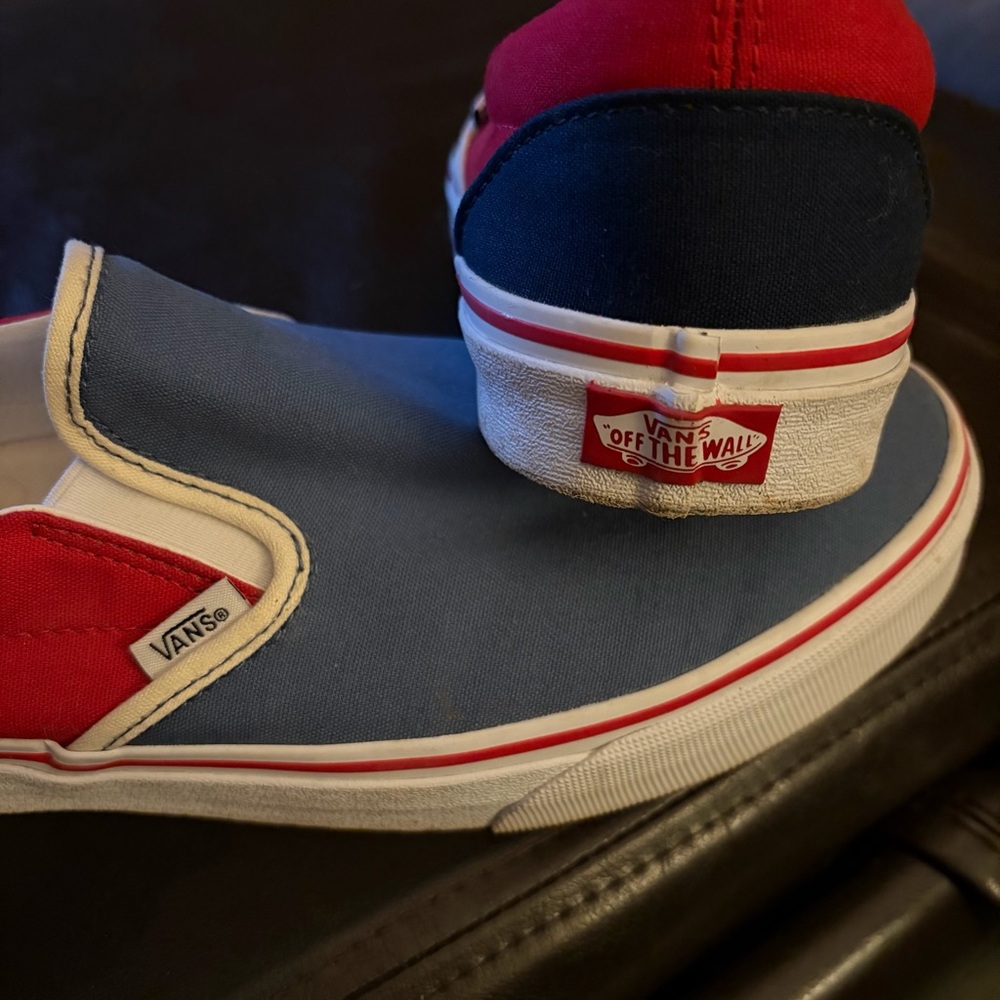 Vans Classic Red and Blue Slip-Ons